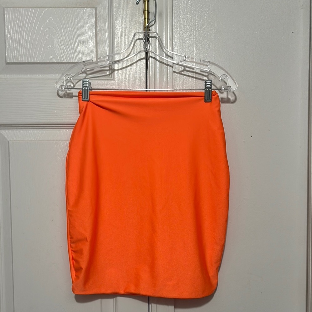 Vibrant Orange Pencil Skirt